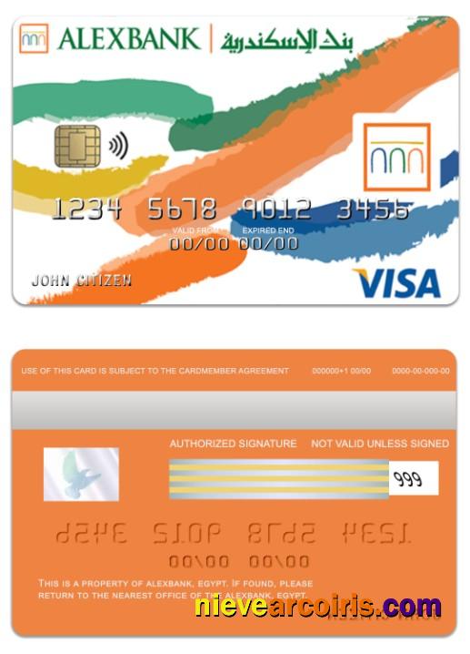 Egypt Alexbank Visa Inspire Credit Card Sample