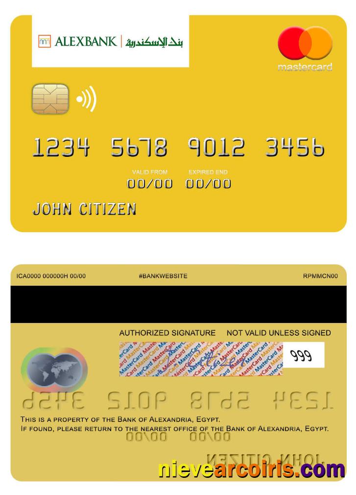 Egypt Bank Of Alexandria Mastercard Sample