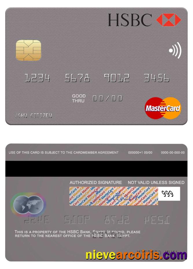 Egypt HSBC Bank Mastercard Template
