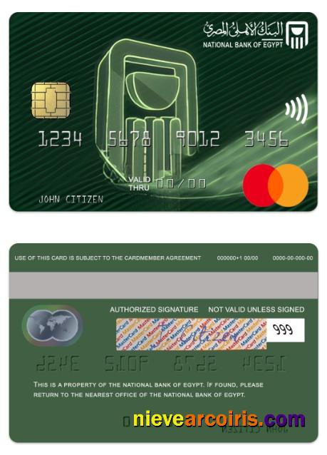 Egypt National Bank Of Egypt Standart Mastercard Template