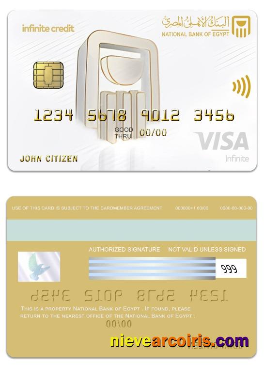Egypt National Bank Of Egypt Visa Infinite Card Template