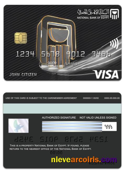 Egypt National Bank Of Egypt Visa Platinum Card Sample