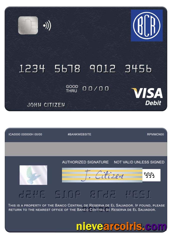 El Salvador Banco Central De Reserva De El Salvador Visa Debit Card Preview