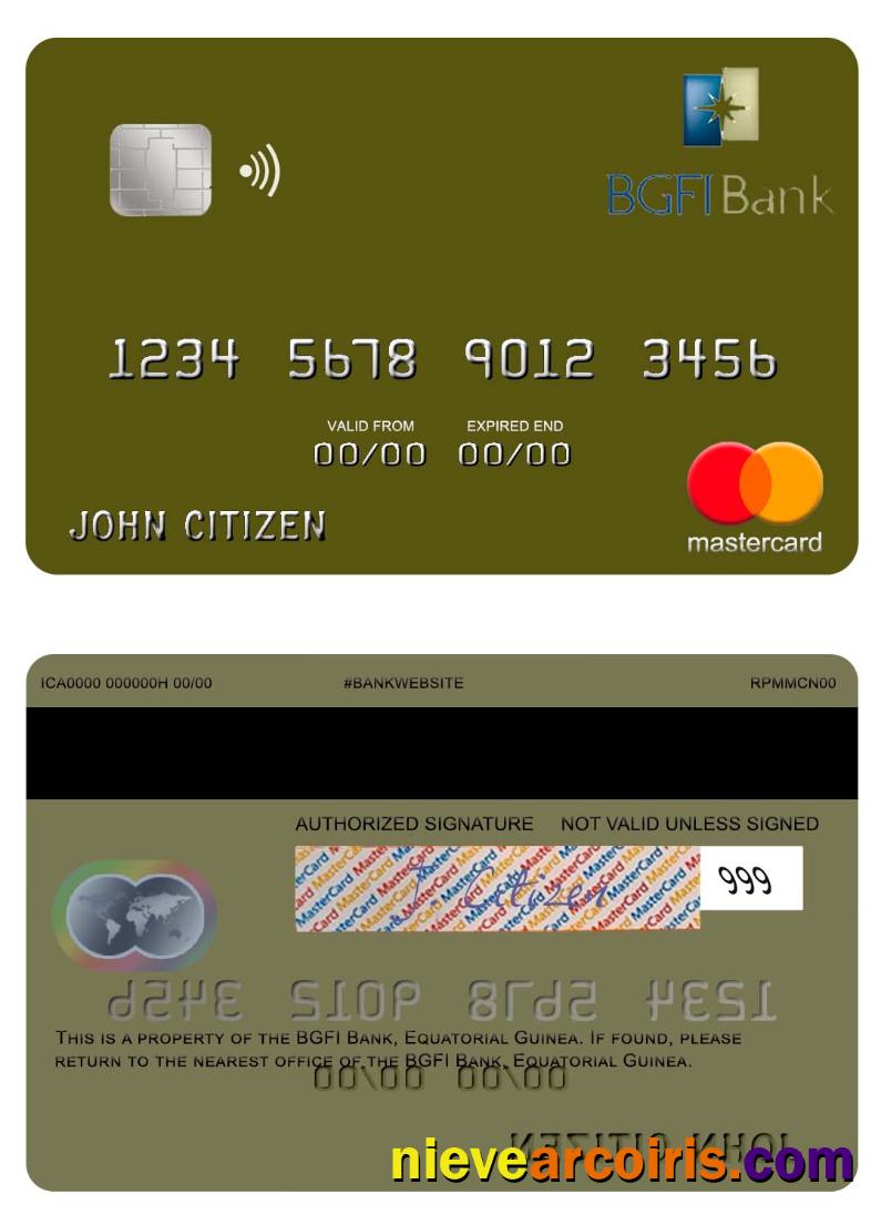 Equatorial Guinea BGFI Bank Mastercard Template