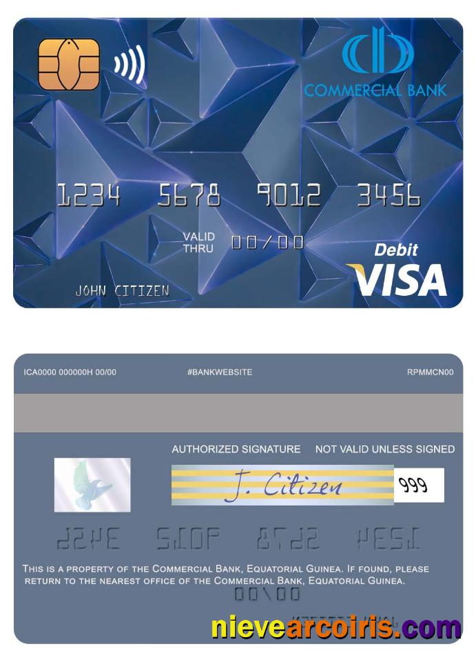Equatorial Guinea Commerical Bank Guinee Equatoriale Visa Debit Card Photolook