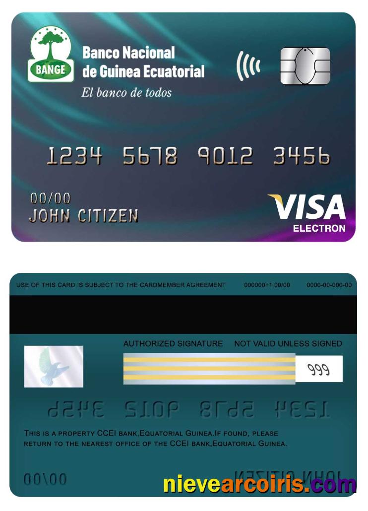 Equatorial Guinea National Bank Visa Electron Card Sample