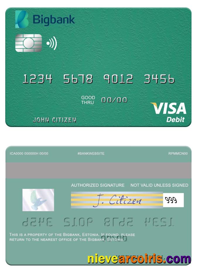 Estonia Bigbank Visa Debit Card Preview