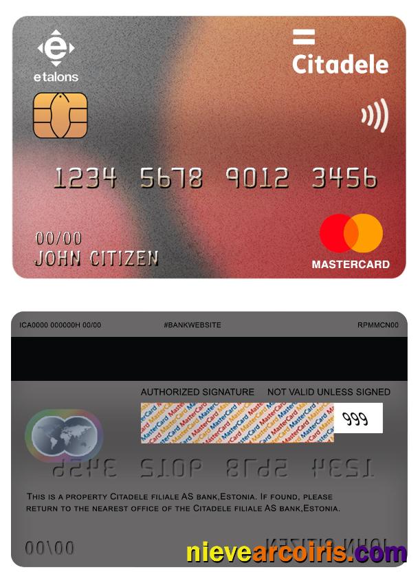 Estonia Citadele Filiale AS Bank Mastercard Template