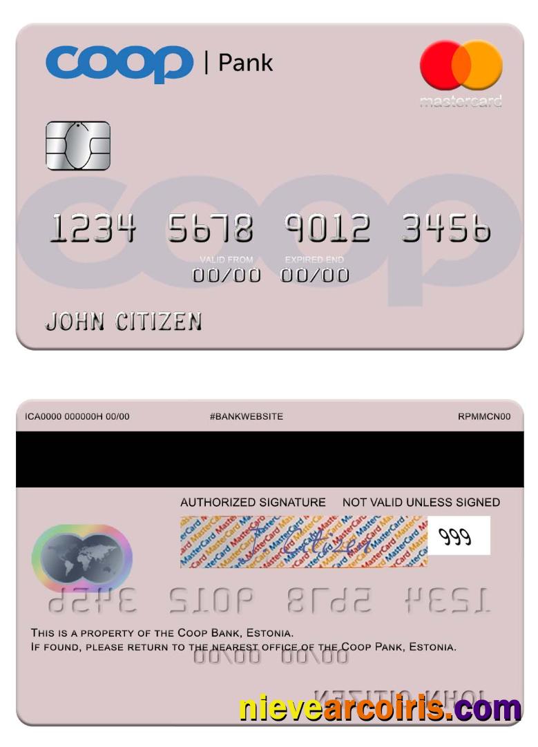 Estonia Coop Pank Mastercard Template