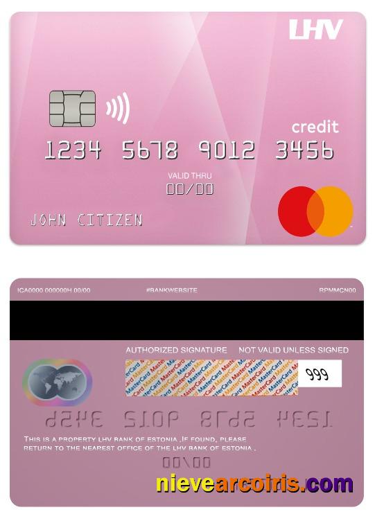 Estonia LHV Bank Credit Mastercard Template
