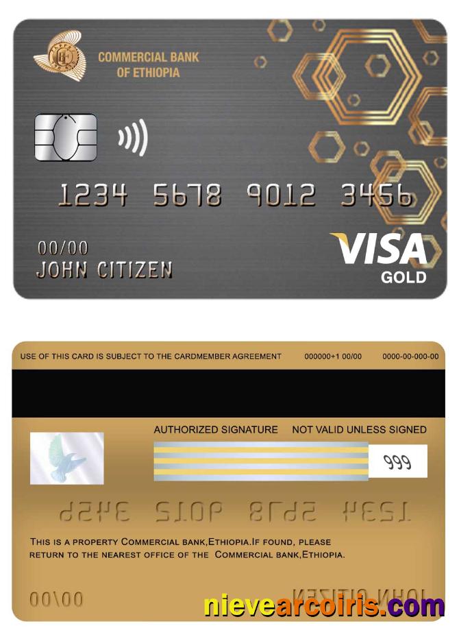 Ethiopia Commercial Bank Visa Gold Card Template