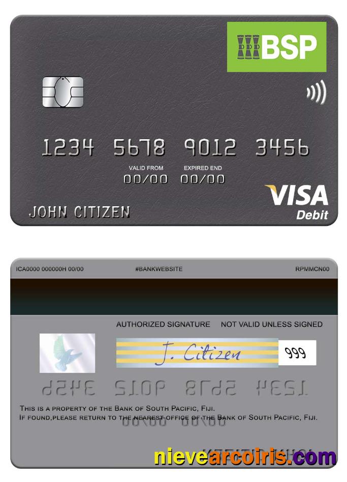 Fiji Bank Of South Pacific Visa Debit Card Sample