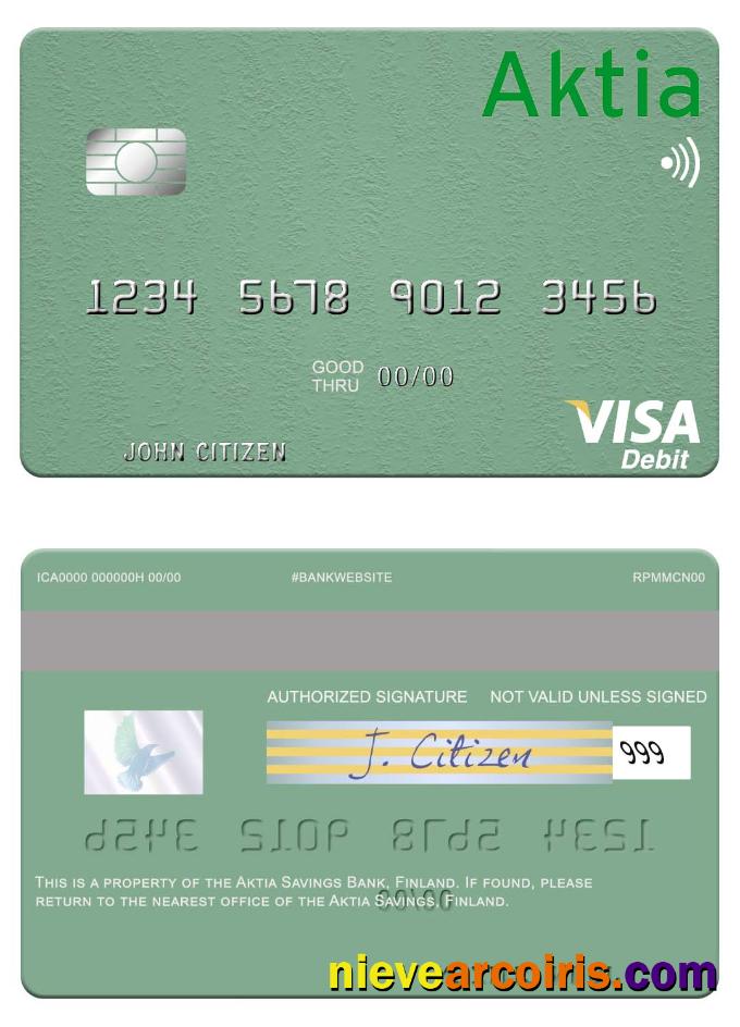 Finland Aktia Savings Bank Visa Debit Card Preview