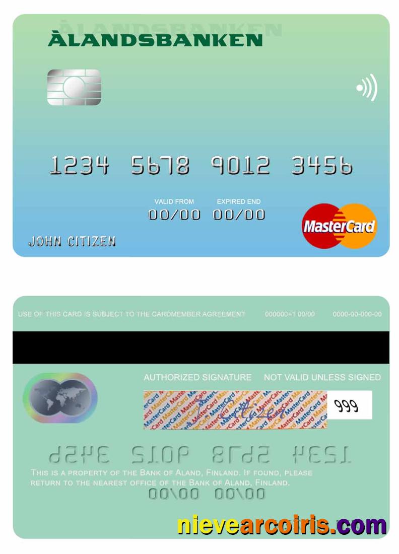Finland Bank Of Aland Mastercard Sample