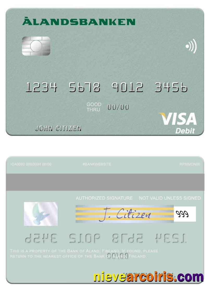 Finland Bank Of Aland Visa Debit Card Sample