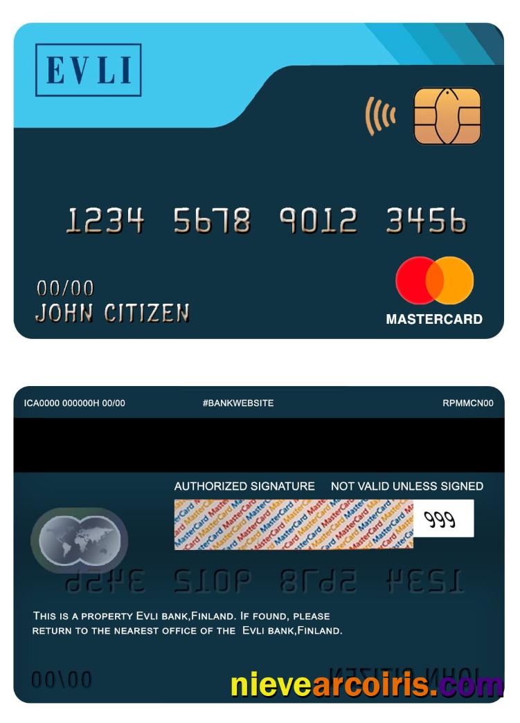 Finland Evli Bank Mastercard Template