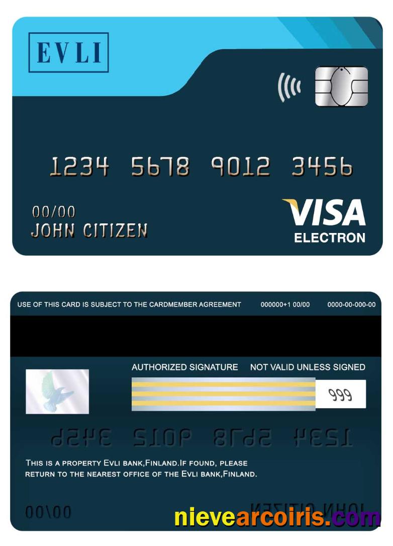 Finland Evli Bank Visa Electron Card Template
