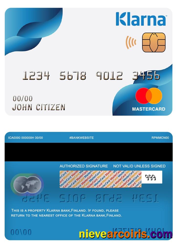Finland Klarna Bank Mastercard Template