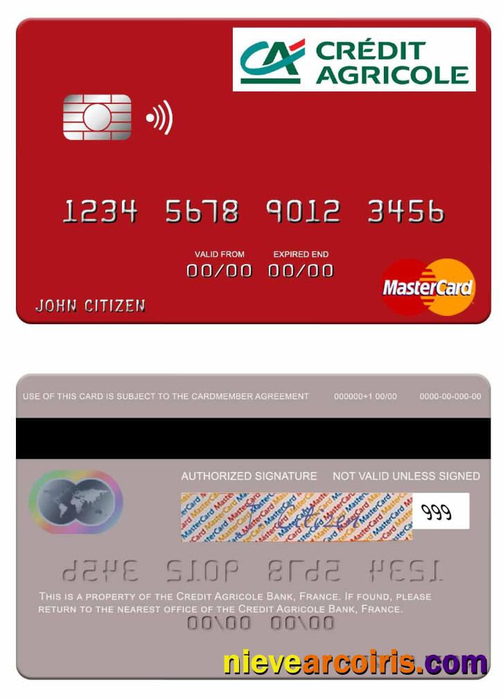 France Credit Agricole Bank Mastercard Sample
