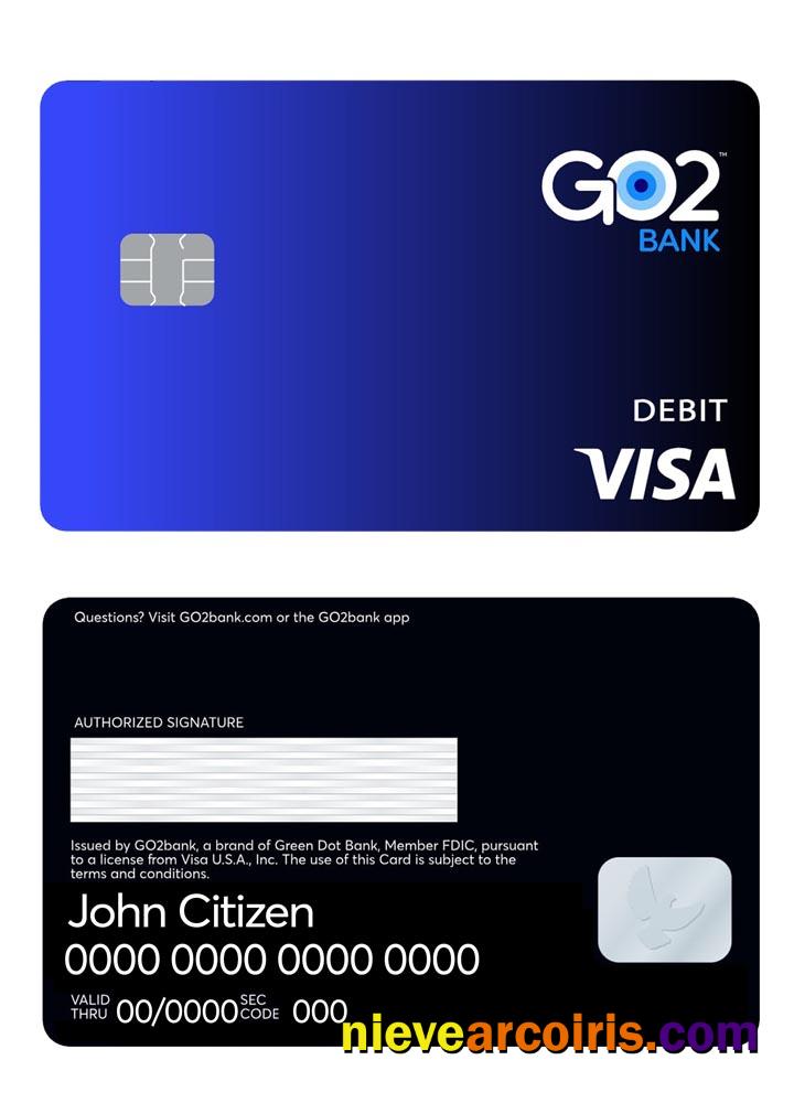 GO2 Bank Visa Debit Card Template