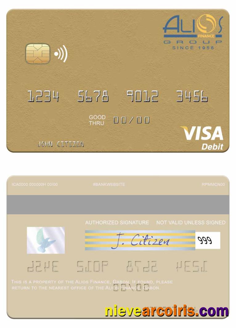 Gabon Alios France Visa Debit Card Template