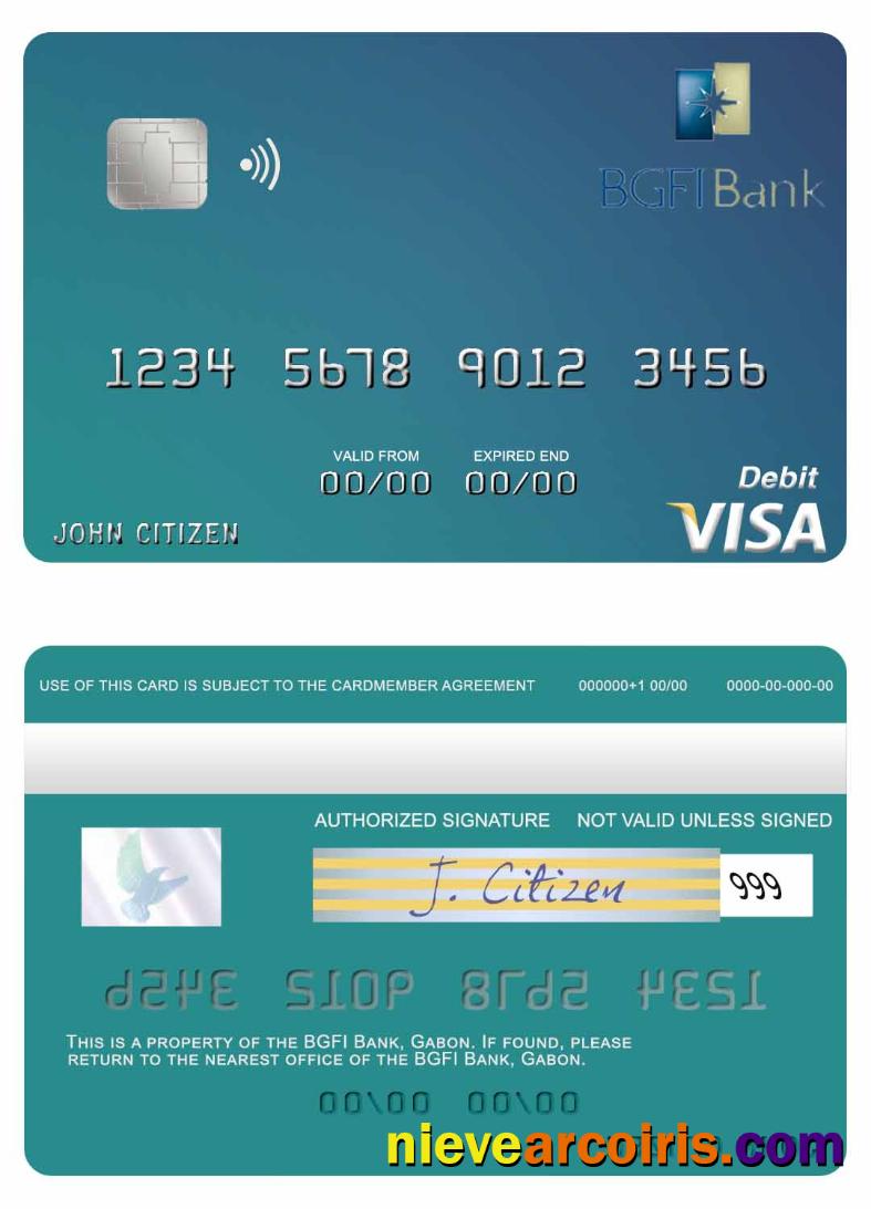 Gabon BGFI Bank Visa Debit Card Preview