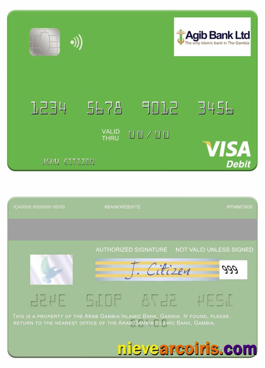Gambia Arab Gambia Islamic Bank Visa Debit Card Sample