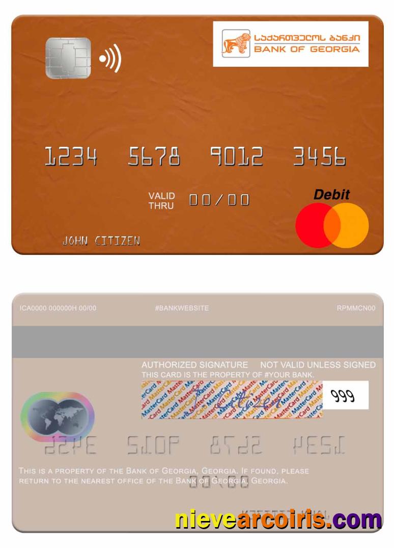 Georgia Bank Of Georgia Mastercard Template