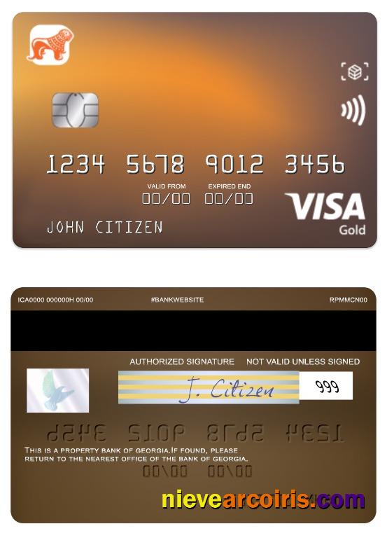 Georgia Bank Of Georgia Visa Gold Card Sample
