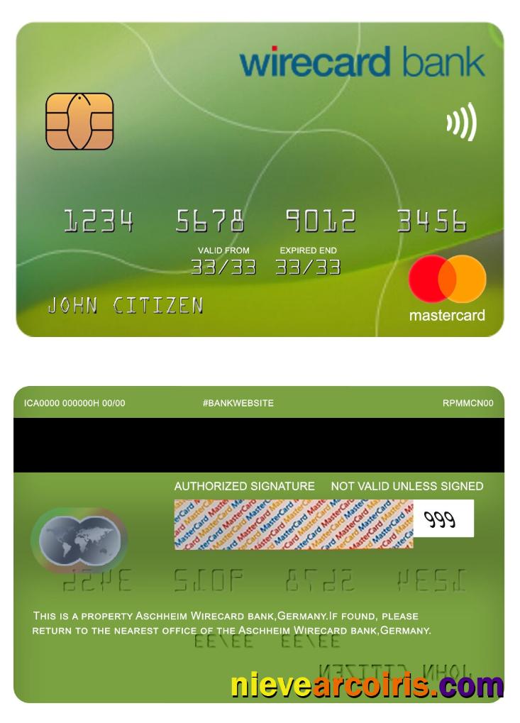 Germany Aschheim Wirecard Bank Mastercard Sample
