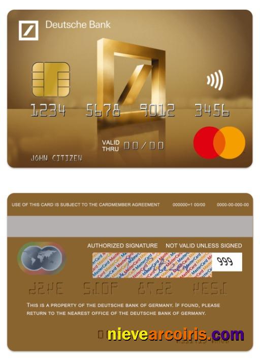 Germany Deutsche Bank Gold Mastercard Sample