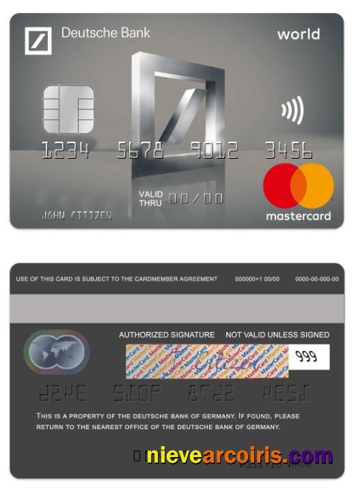Germany Deutsche Bank Platinum Mastercard Sample