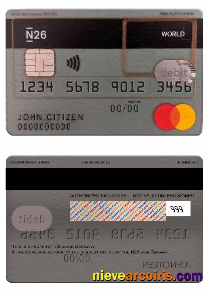 Germany N26 Bank Debit Mastercard Preview