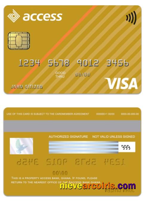 Ghana Access Bank Visa Gold Card Template