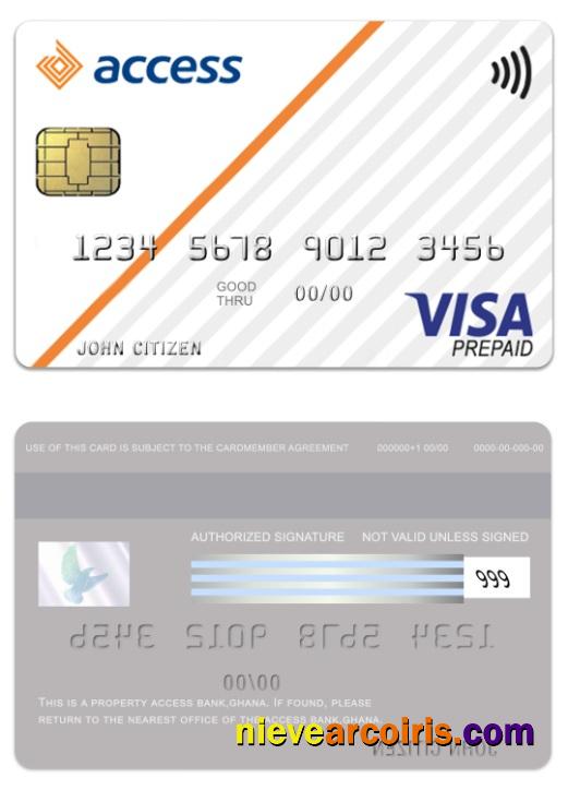 Ghana Access Bank Visa Prepaid Card Template