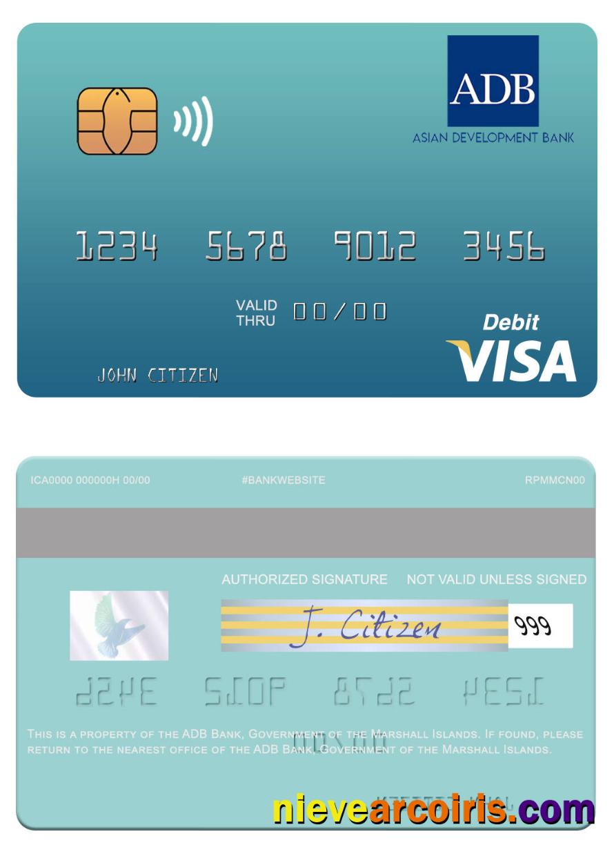 Government Of The Marshall Islands ADB Bank Visa Debit Card Template