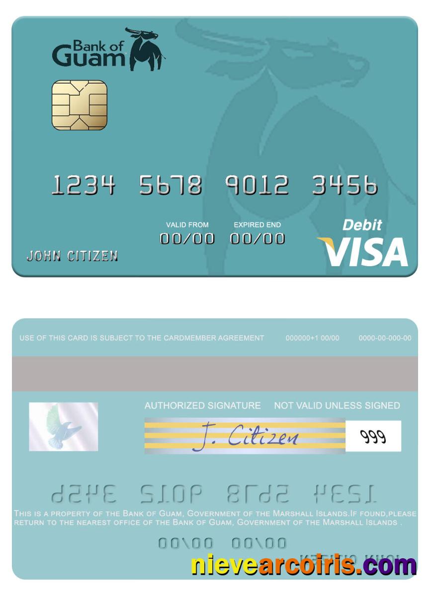 Government Of The Marshall Islands Bank Of Guam Visa Debit Card Sample