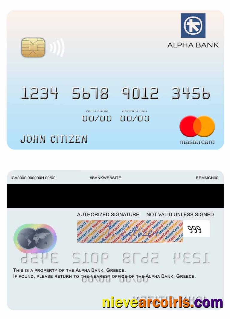 Greece Alpha Bank Mastercard Sample