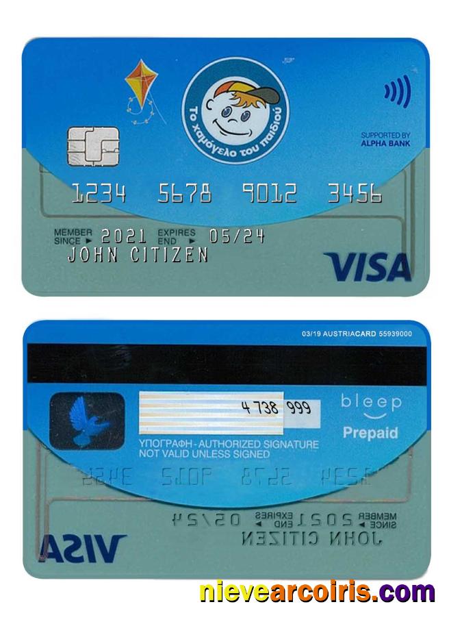 Greece Alpha Bank Visa Card Sample