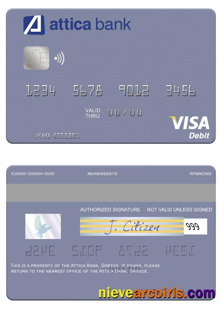 Greece Attica Bank Visa Debit Card Photolook