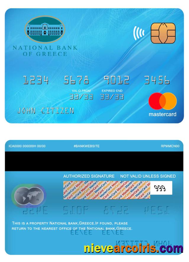 Greece National Bank Mastercard Template