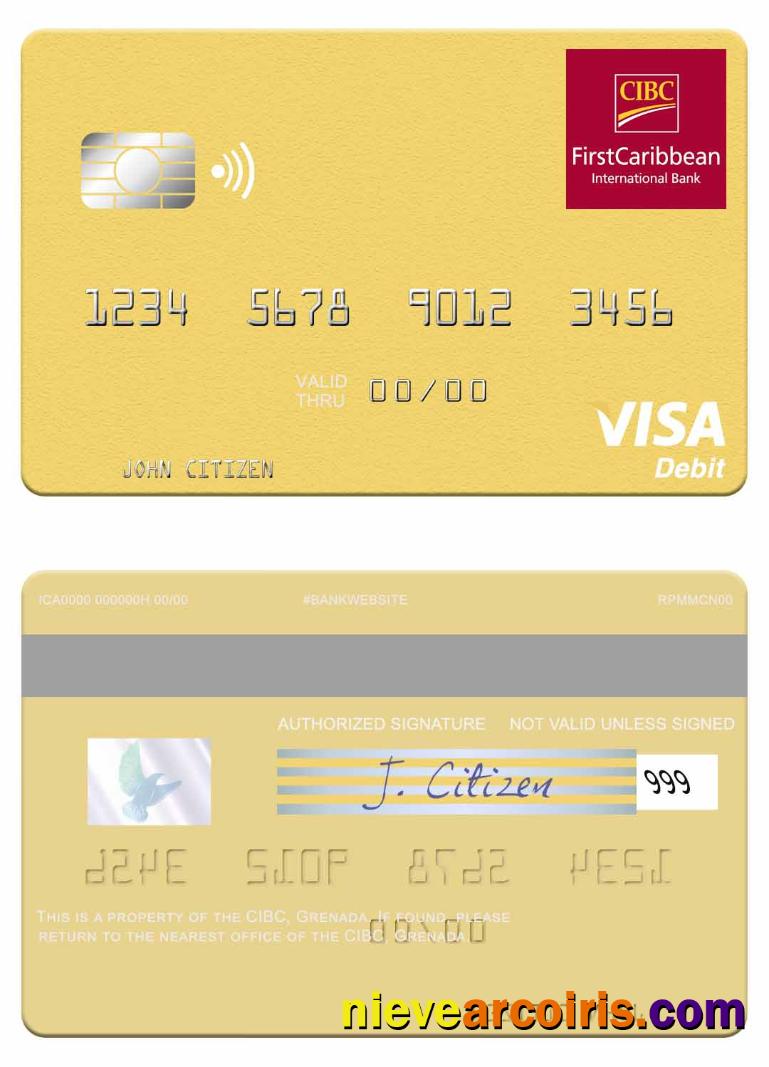 Grenada CBIC Visa Debit Card Template