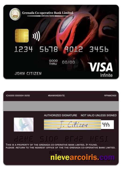Grenada Co Operative Bank Limited Visa Infinite Credit Card Sample