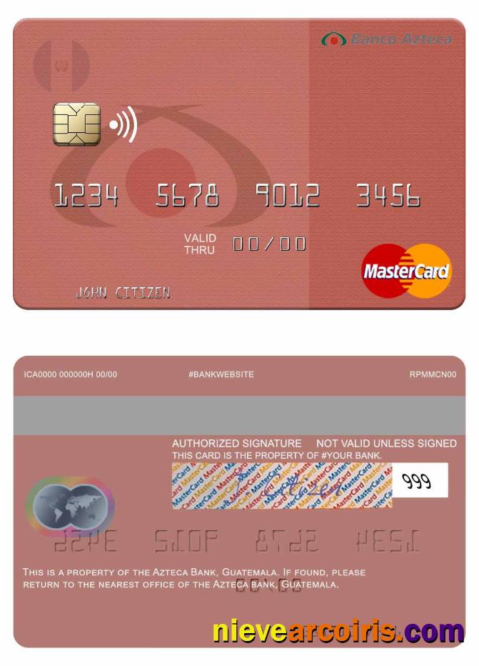 Guatemala Azteca Bank Mastercard Sample