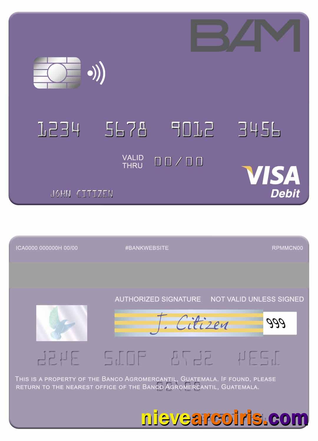 Guatemala Banco Agromercantil Visa Debit Card Photolook