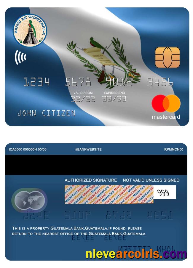 Guatemala Banco De Guatemala Bank Mastercard Sample