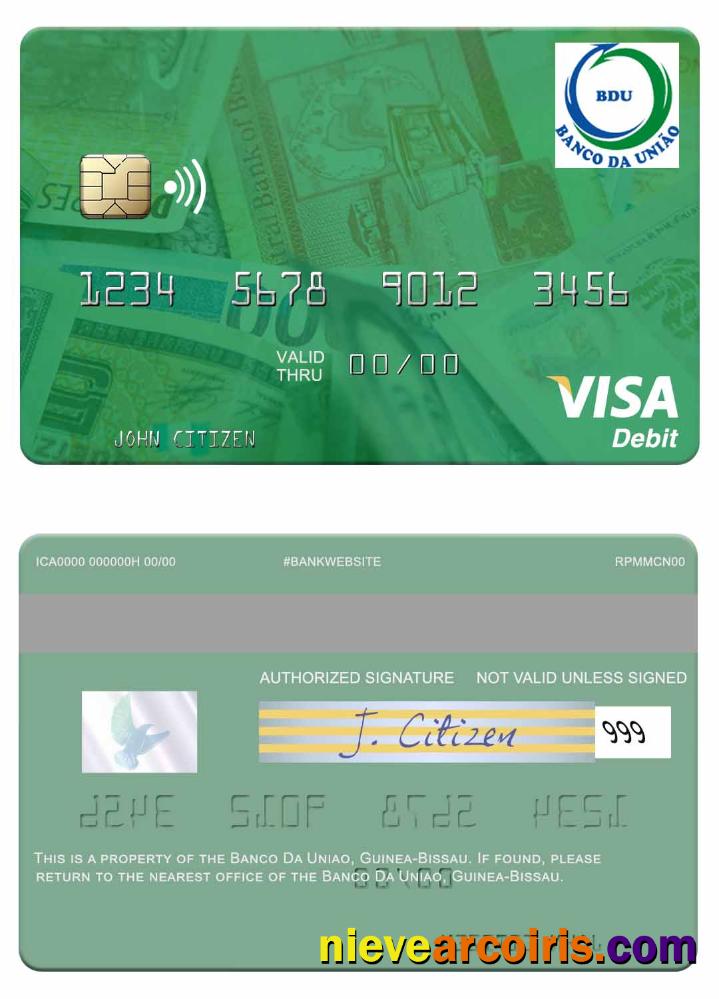 Guine Bissau Banco Da Uniao Visa Debit Card Photolook