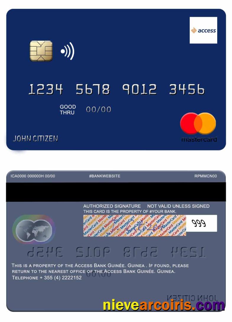 Guinea Access Bank Guinée Mastercard Template