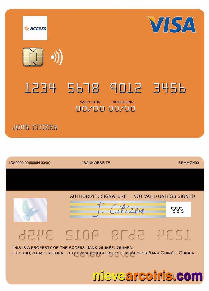 Guinea Access Bank Guinée Visa Debit Card Template