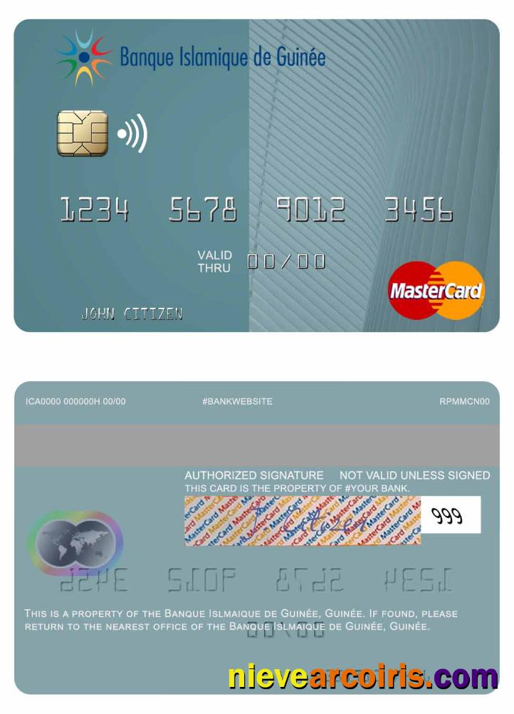 Guinea Banque Islmaique De Guinée Mastercard Template